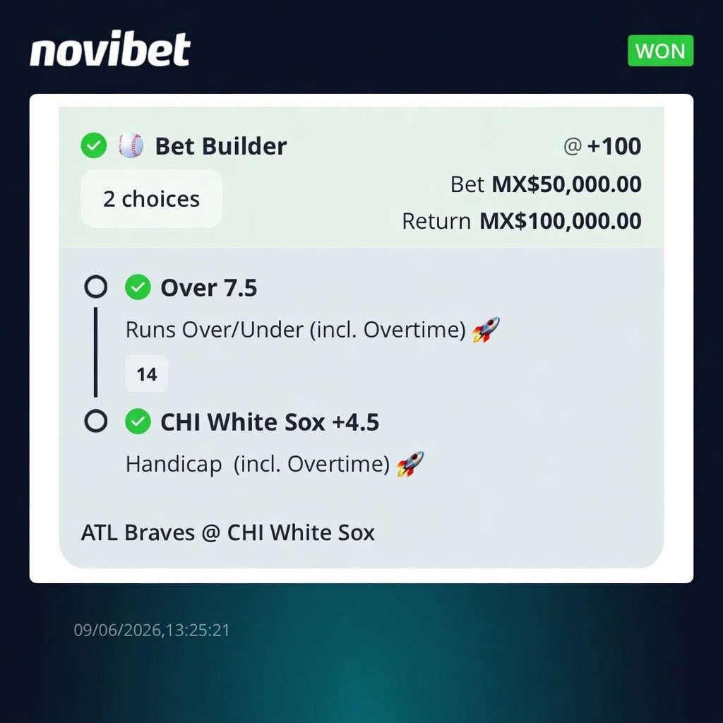 Ticket: Bet Builder: Más de 7.5 + White Sox +4.5